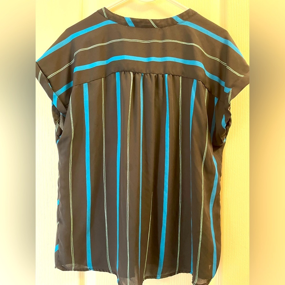 Apt 9 black with blue striped blouse. Size L. - Picture 3 of 3